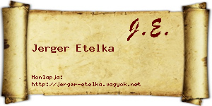 Jerger Etelka névjegykártya